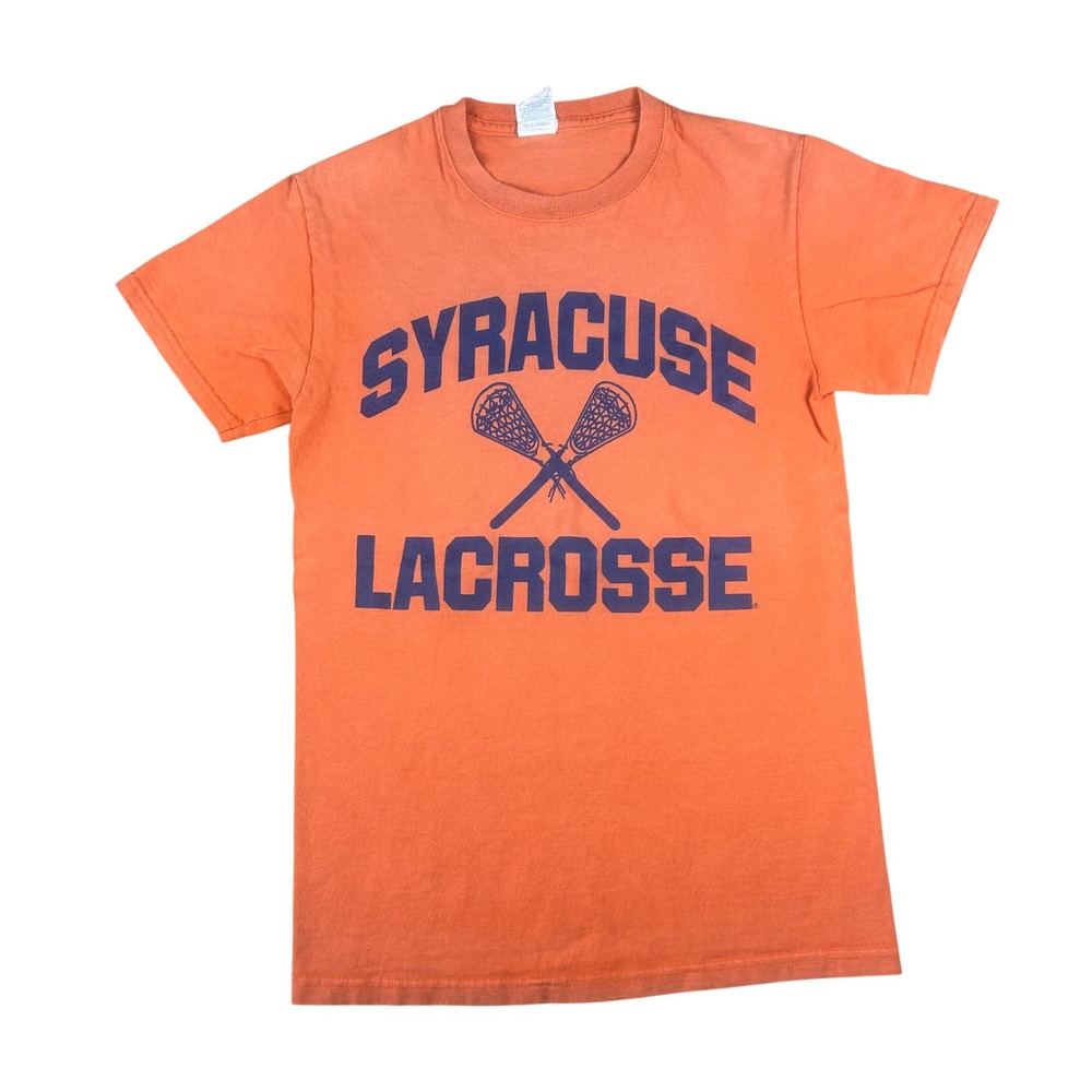 Vintage Delta Magnum Weight‎ Syracuse Lacrosse Graphic T-Shirt Orange Mens Small